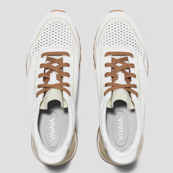 Stylish White and Tan Women's Sneakers - Picture 4 of 8